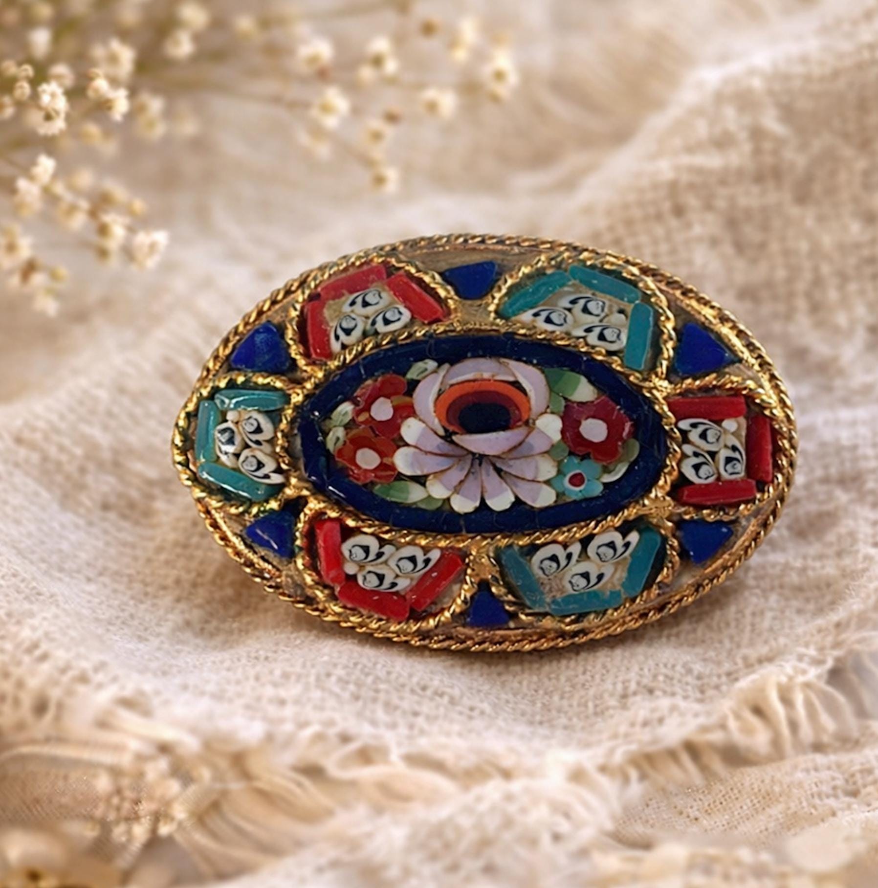 Italian Mosaic Brooch - Etsy