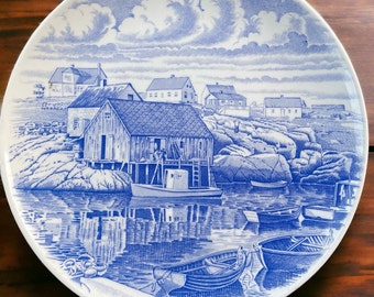 Vintage Hayward and Warwick Staffordshire Peggy's Cove, Nova Scotia Collector Plate with plate hanger