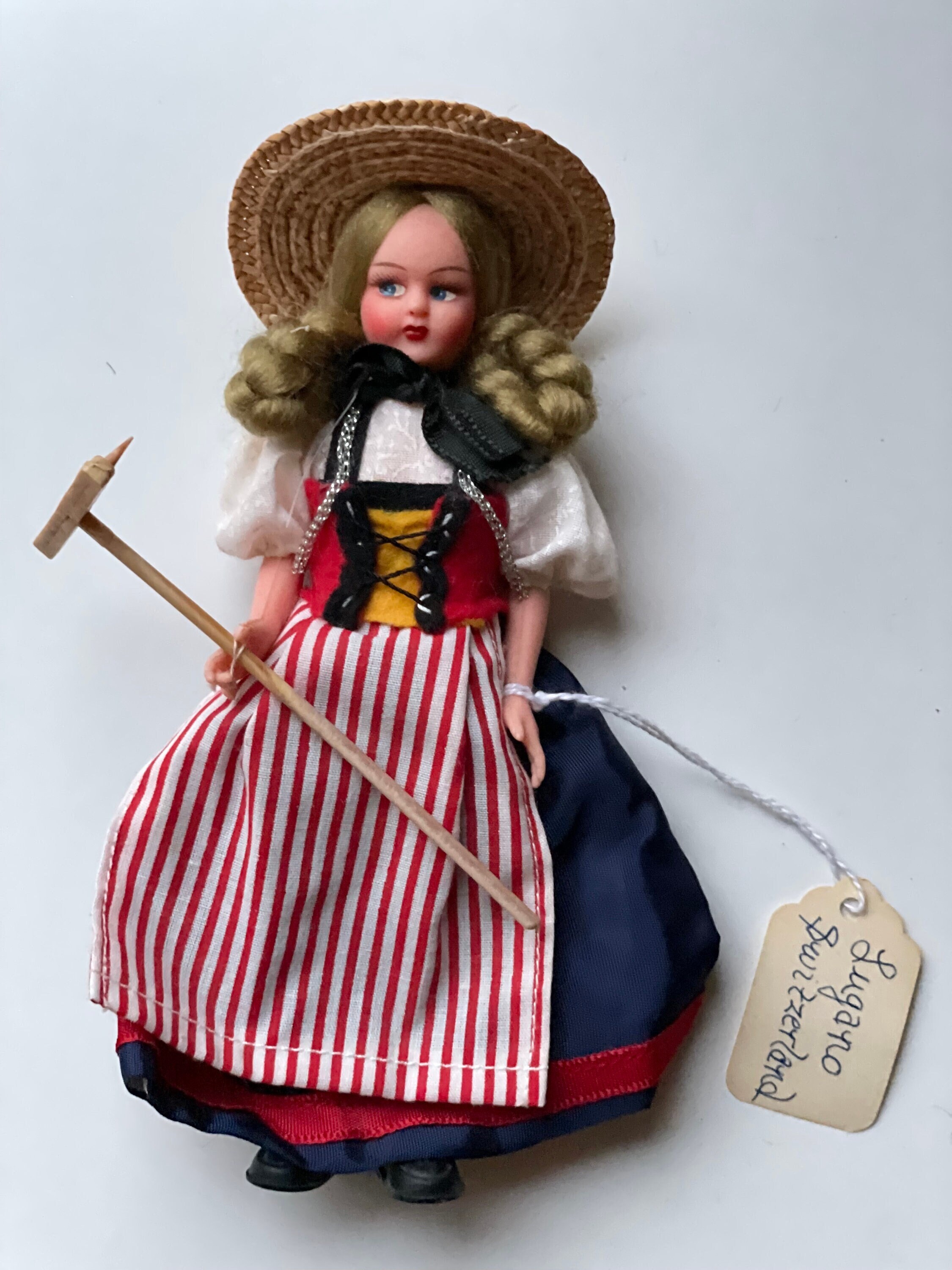 Vintage Collectible Handmade Doll From Luganos Switzerland - With