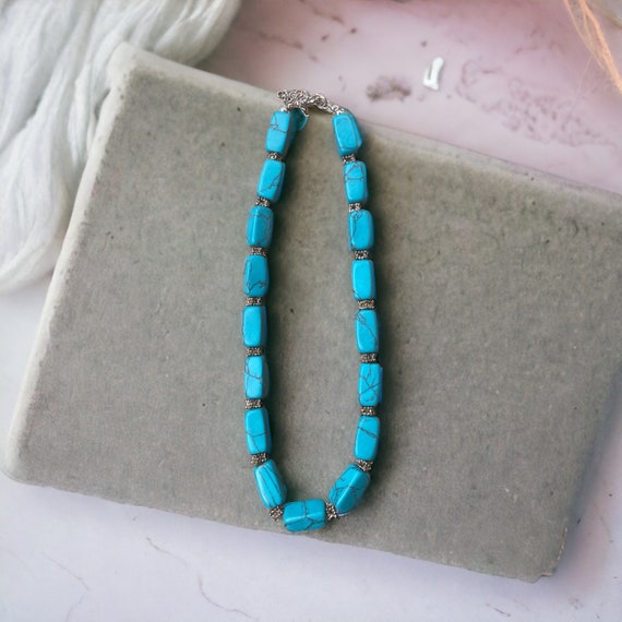 Stunning faux turquoise vintage necklace - image 6