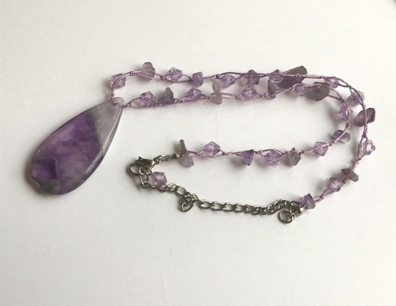 Stunning purple amethyst vintage necklace lavender amethyst and gemstone chips image 7