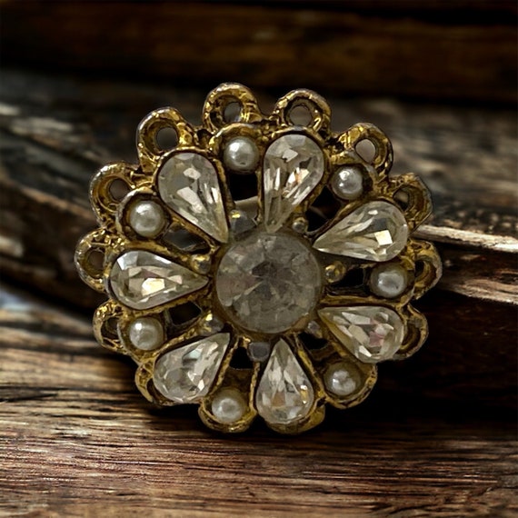 Beautiful and unique vintage ring - rhinestone te… - image 1