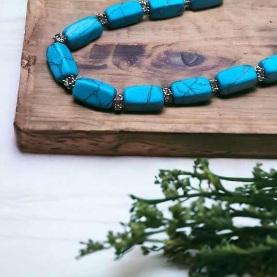 Stunning faux turquoise vintage necklace - image 7