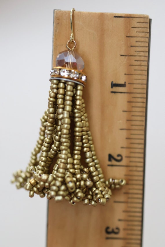 Stunning vintage beadwork gold tassel and crystal… - image 8