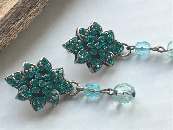 Stunning vintage turquoise dangle earrings - image 1