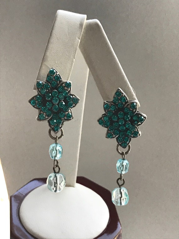 Stunning vintage turquoise dangle earrings - image 2