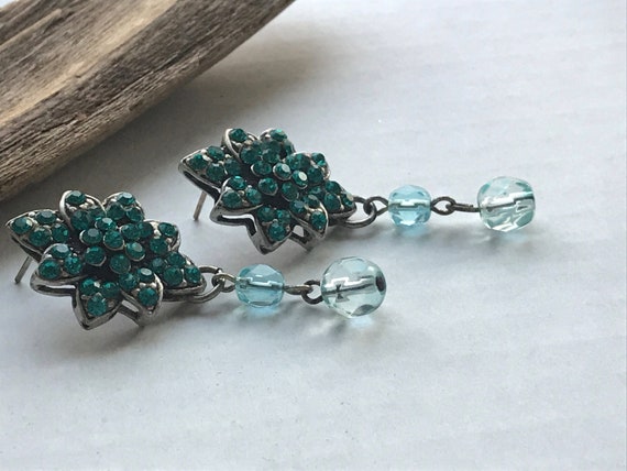 Stunning vintage turquoise dangle earrings - image 8