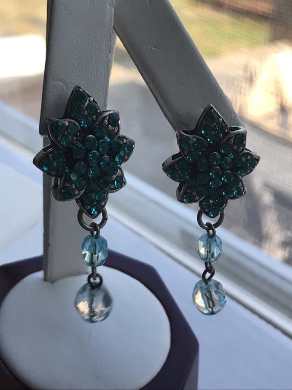 Stunning vintage turquoise dangle earrings - image 5