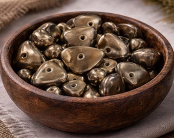 Silver metallic vintage chip and round beads