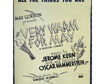 Rare - Frameable Vintage Sheet Music 1940 - All The Things You Are - From Very Warm for May - Jerome Kern