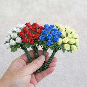 Mini Silk Roses Craft Flowers | Dollhouse Miniature Roses | Wedding DIY Floral Supplies