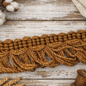 Deep brown  looped vintage fringe trim - 1 inch - priced per yard