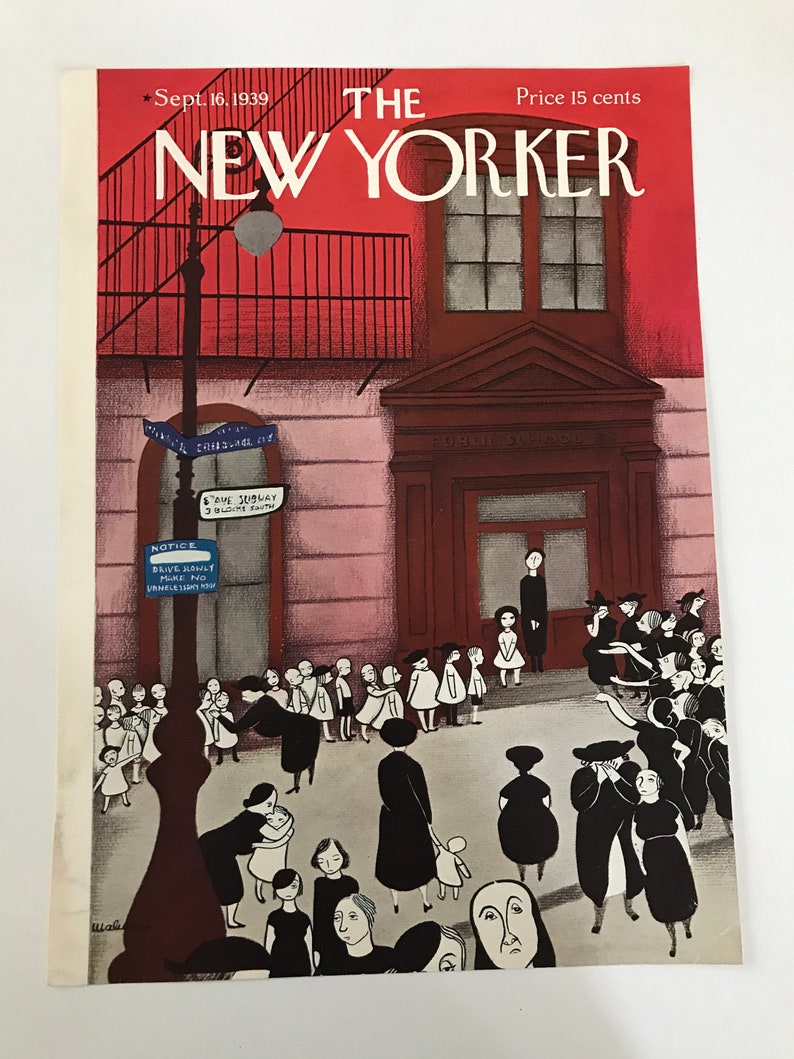 The NEW YORKER Magazine original cover September 16, 1939 Christina Malman Children going to school image 3