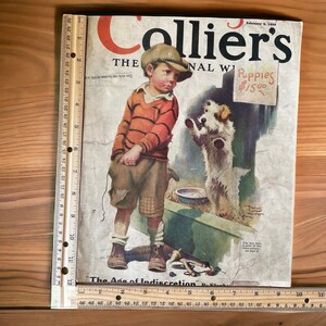 Collier's Couverture originale 9 février 1929 Un jeune garçon veut acheter un chiot Veuillez lire la description image 4