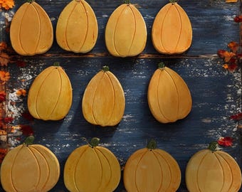 Vintage ceramic pumpkins - drilled with holes for hanging - perfect for the Fall / Halloween
