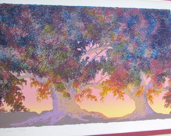 Stunning large double-matted and framed art print by Sukey (Bryan?) "Sheltered Grove" Signed, numbered, limited edition