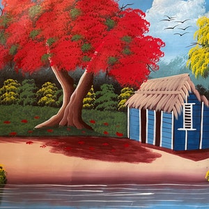 Amazing Vintage Haitian Painting Signed Pierre , Haiti Hand