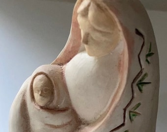 Stunning ceramic Southwest christmas ornament - mother and baby