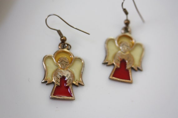 Stunning vintage stained glass angel earrings - image 2