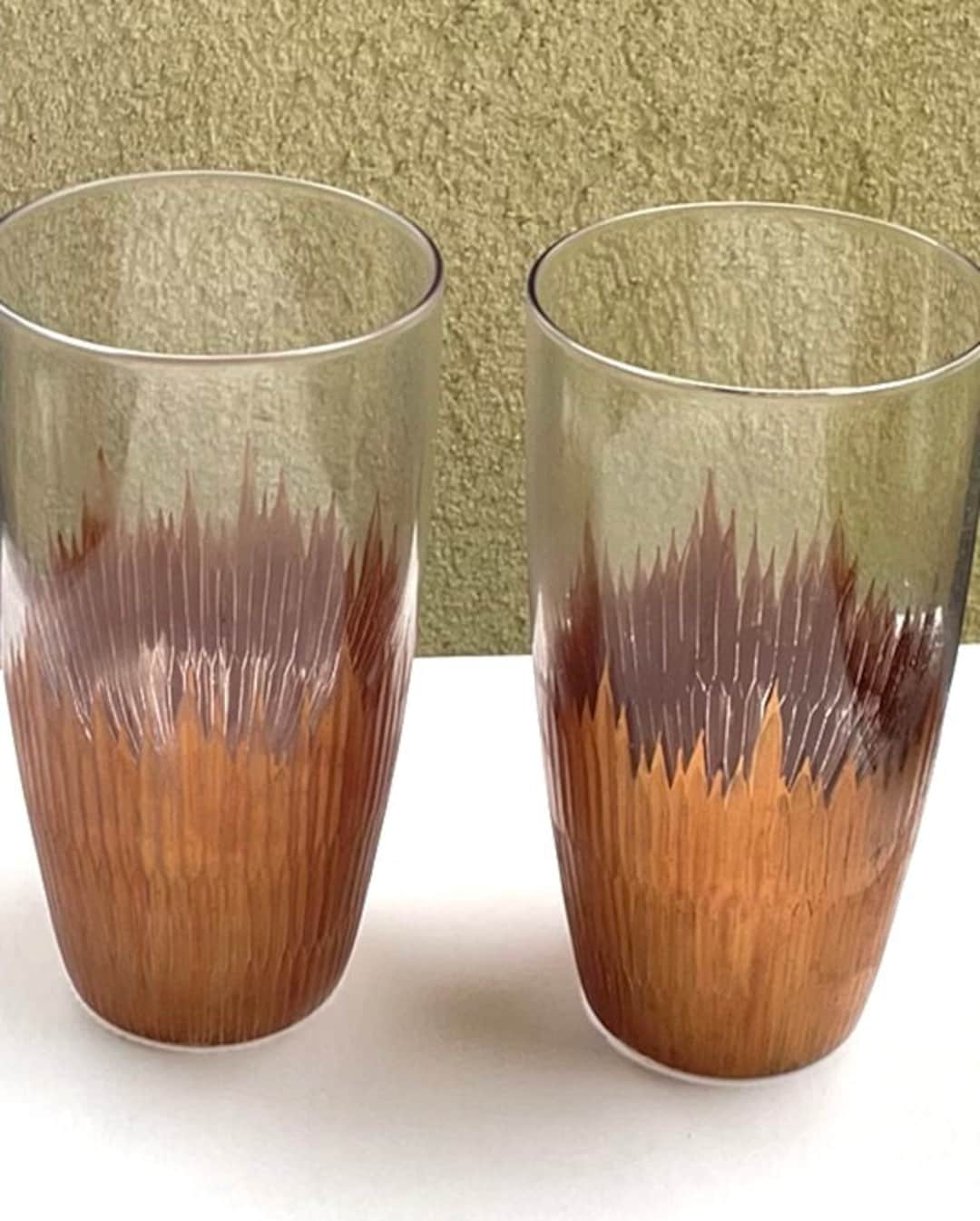 Pair of Qualia Lava Gold Etched Drinking Glasses 6 Tall Heavyweight Etsy