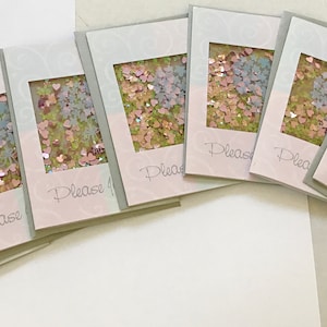 Set van 8 glitter gevulde vintage feestuitnodigingen - ongebruikt