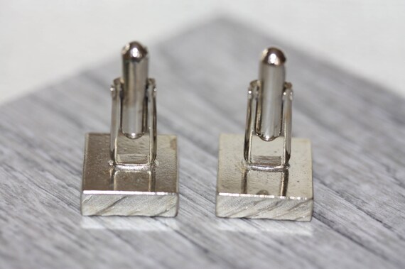 Mens vintage cuff links - silvertone - image 3