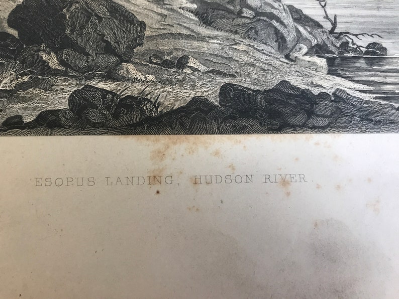 Very Rare Esopus Landing Hudson River by Captain S Eastman Etching print from the 1800/'s JC McRae