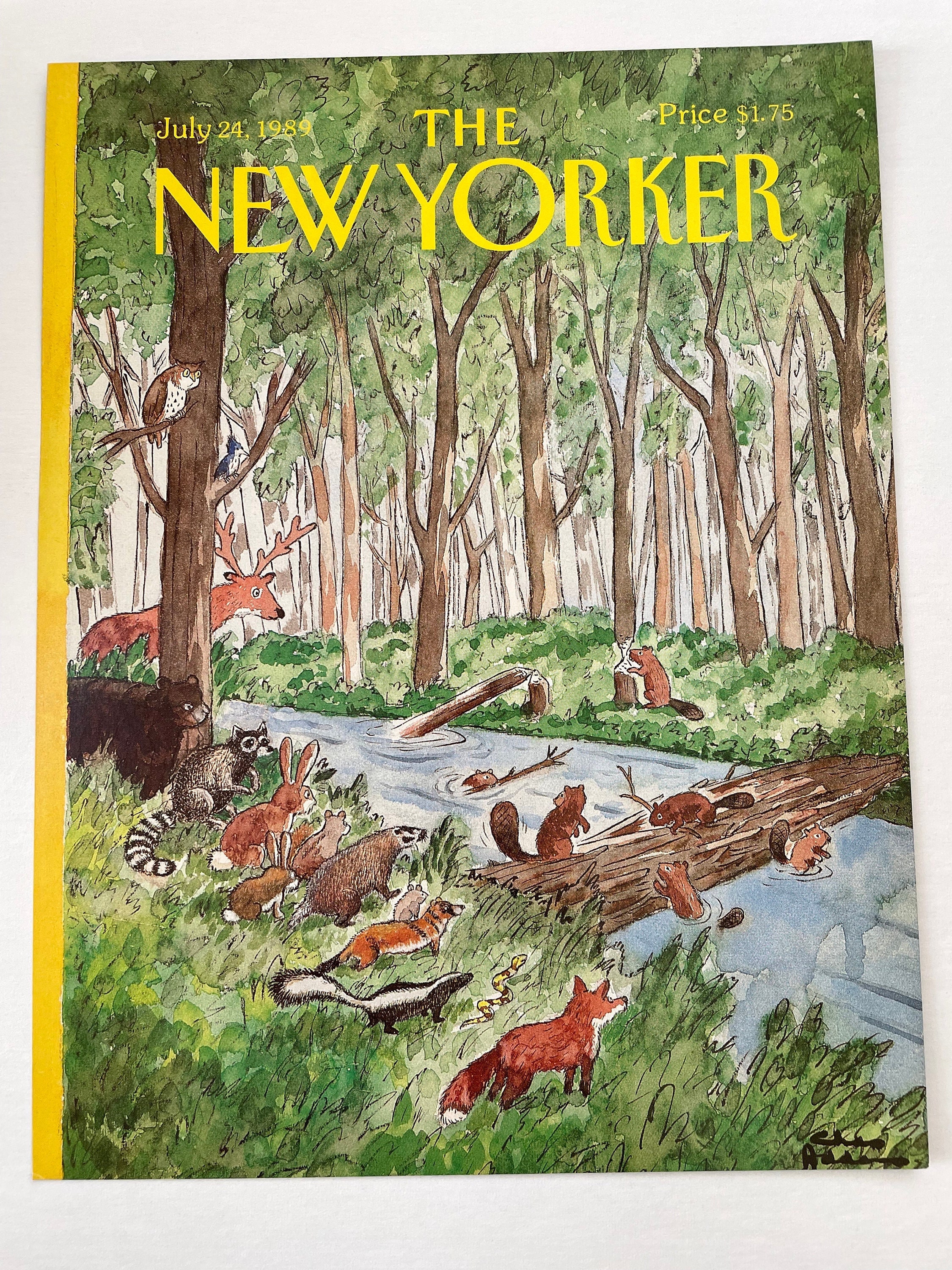横長ヴィンテージミラー NEW YORKER Legendk NEW YORKER Magazine Cover - July 24, 1989 - Etsy