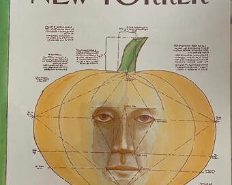 NEW YORKER Magazine original cover - October 29, 1990 - pumpkin, fall, Halloween, Thanksgiving