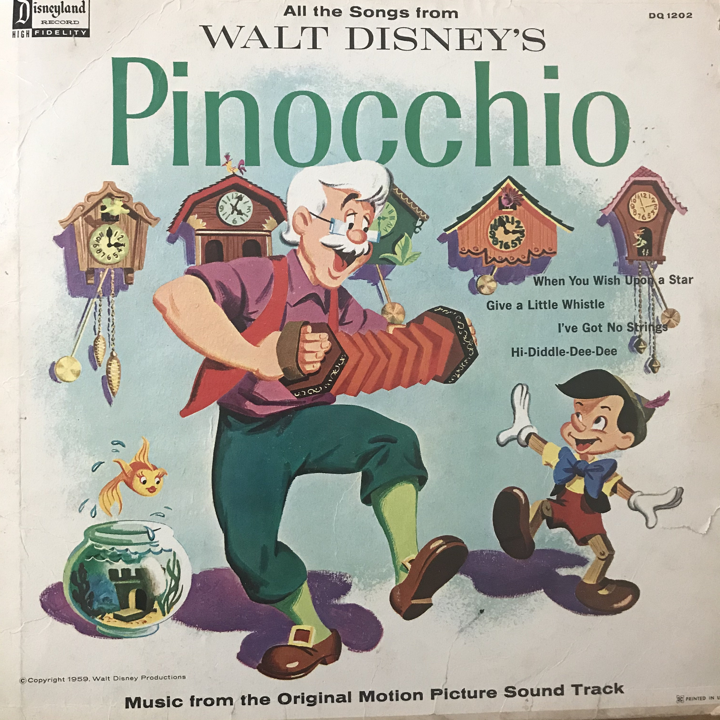 Walt Disney's Pinocchio ピノキオ　絵本　レコード　希少品 PINOCCHIO「ピノキオ」中古洋書絵本 LITTLE GOLDEN BOOK 1995年