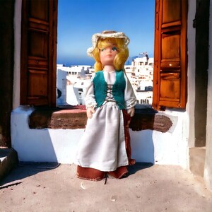 Vintage blonde hair collectible art doll figurine with hat - Made in Australia
