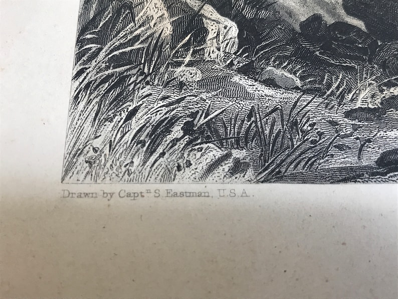 Very Rare Esopus Landing Hudson River by Captain S Eastman Etching print from the 1800/'s JC McRae
