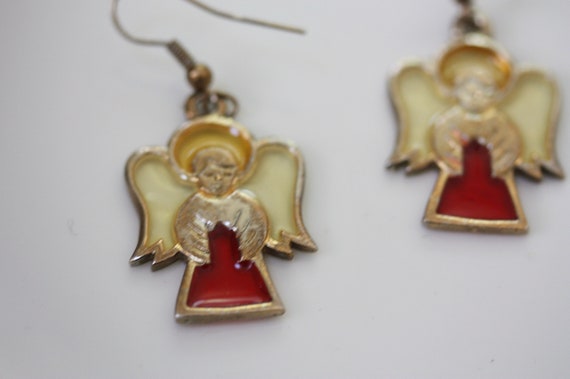 Stunning vintage stained glass angel earrings - image 3