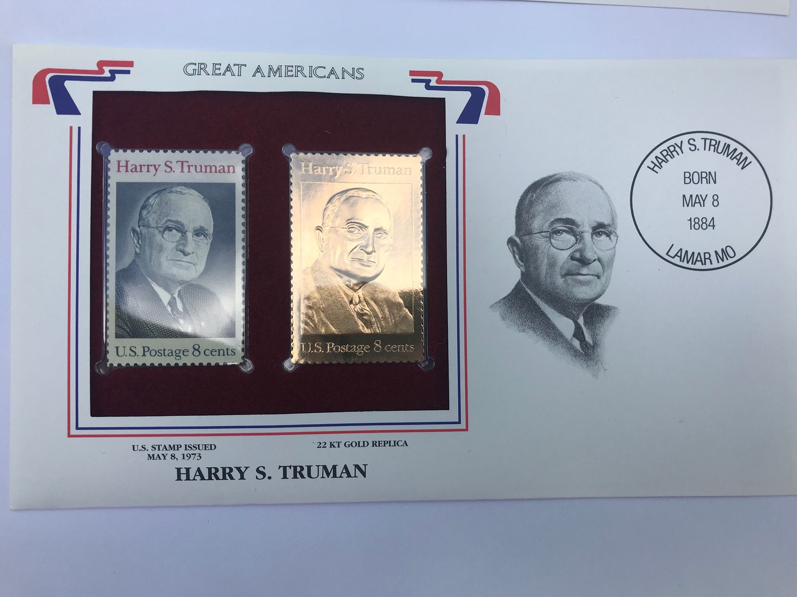 1973 Harry S. Truman 8cent stamp in mint condition & 22K Gold Etsy