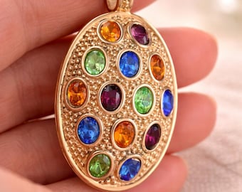 Swan signed stunning vintage Swarovski inlaid crystal necklace pendant