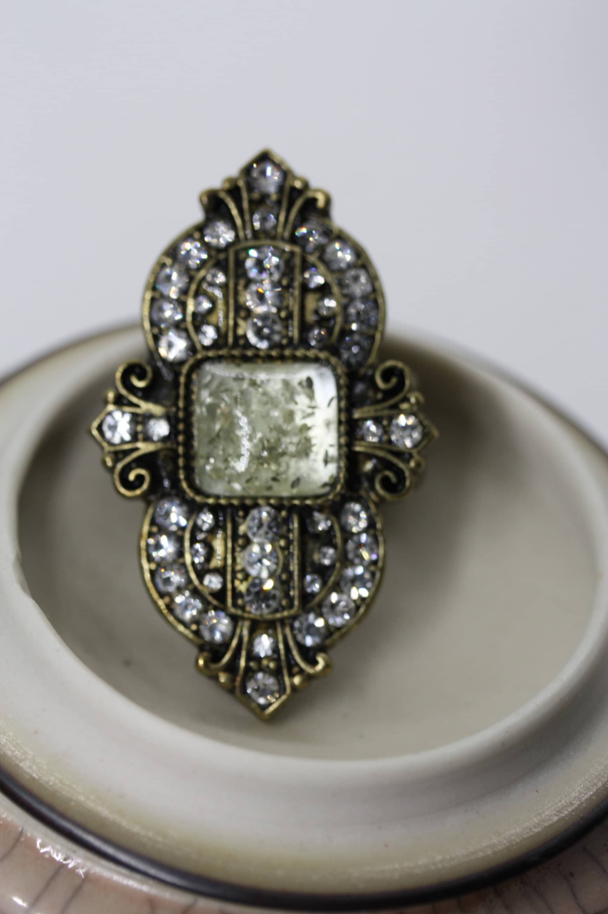 Costume Rectangular Rings Stunning Vintage Costume Jewelry Ring With Rhinestones - Etsy