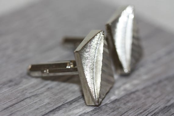 Mens vintage cuff links - silvertone - image 2