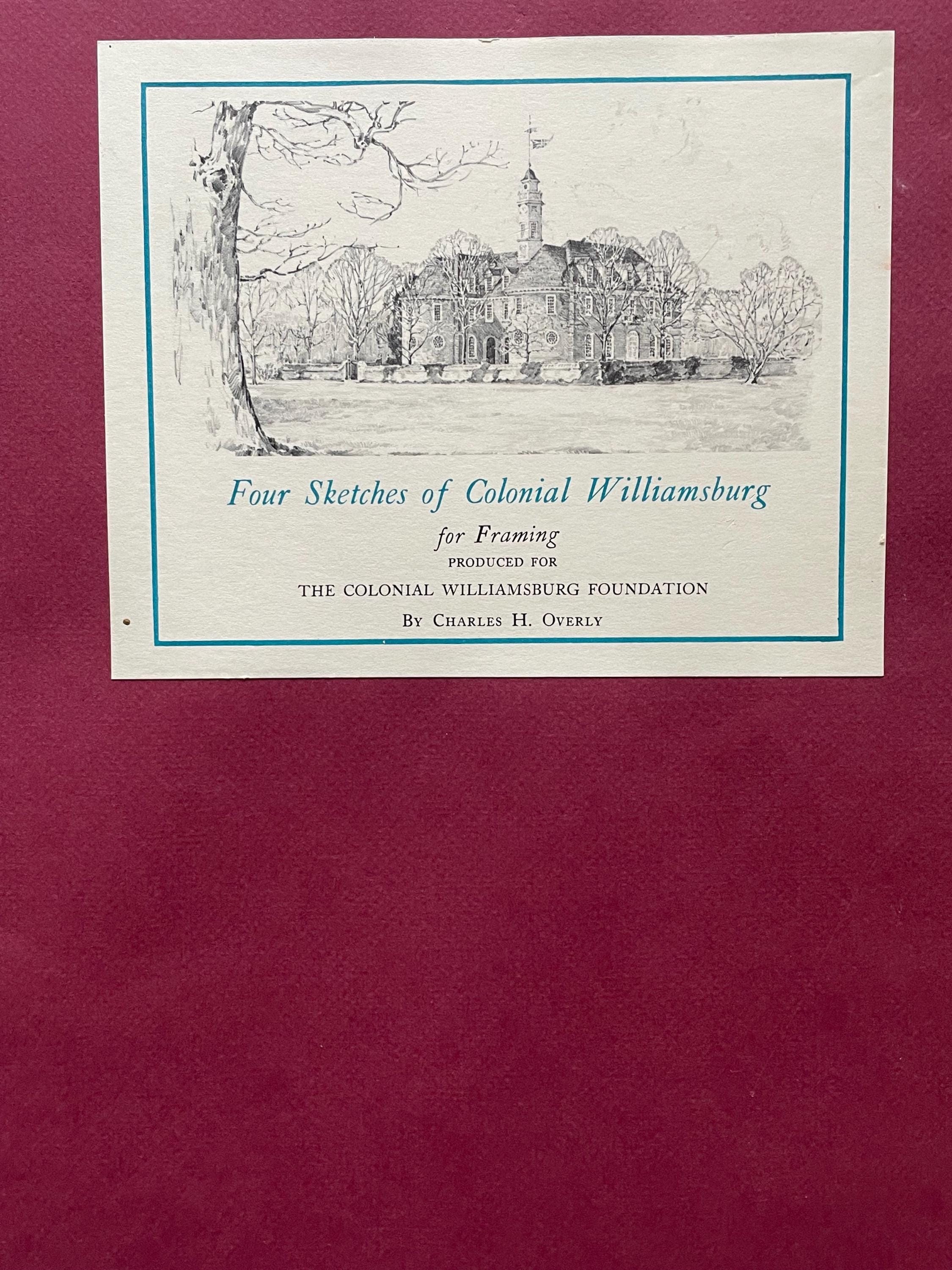 Four Sketches of Colonial Williamsburg for Framing by Charles H