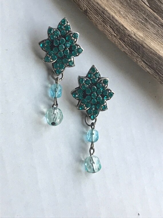 Stunning vintage turquoise dangle earrings - image 7