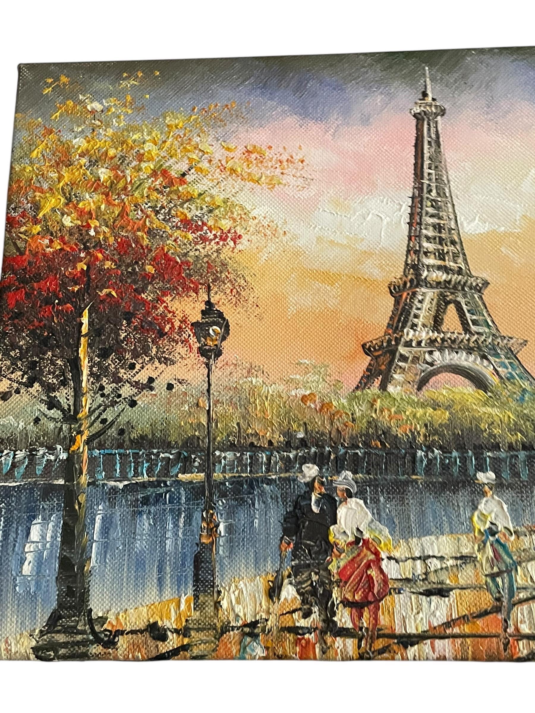 【French Vintage Oil Painting】　油絵　フランス Paris, France Original Vintage Oil Painting Eiffel Tower - Signed