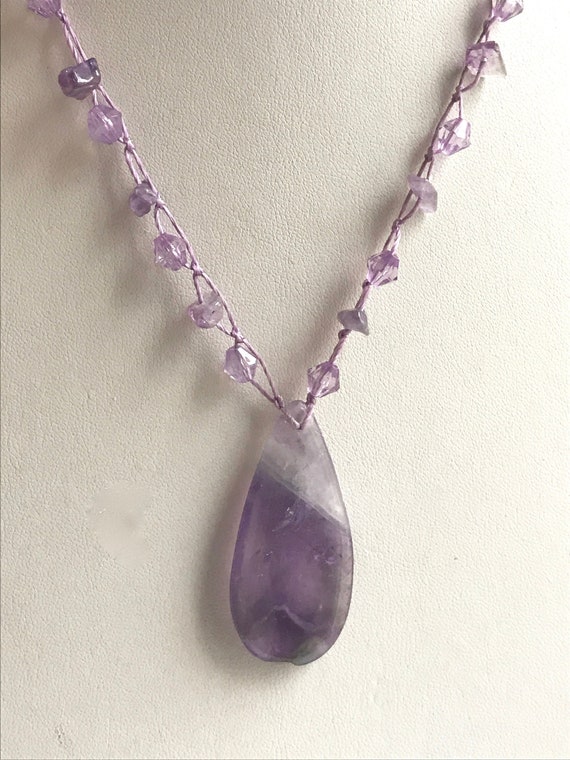 Stunning purple amethyst vintage necklace - laven… - image 1