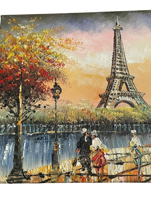 Paris, France Original Vintage Oil Painting Eiffel Tower - Signed