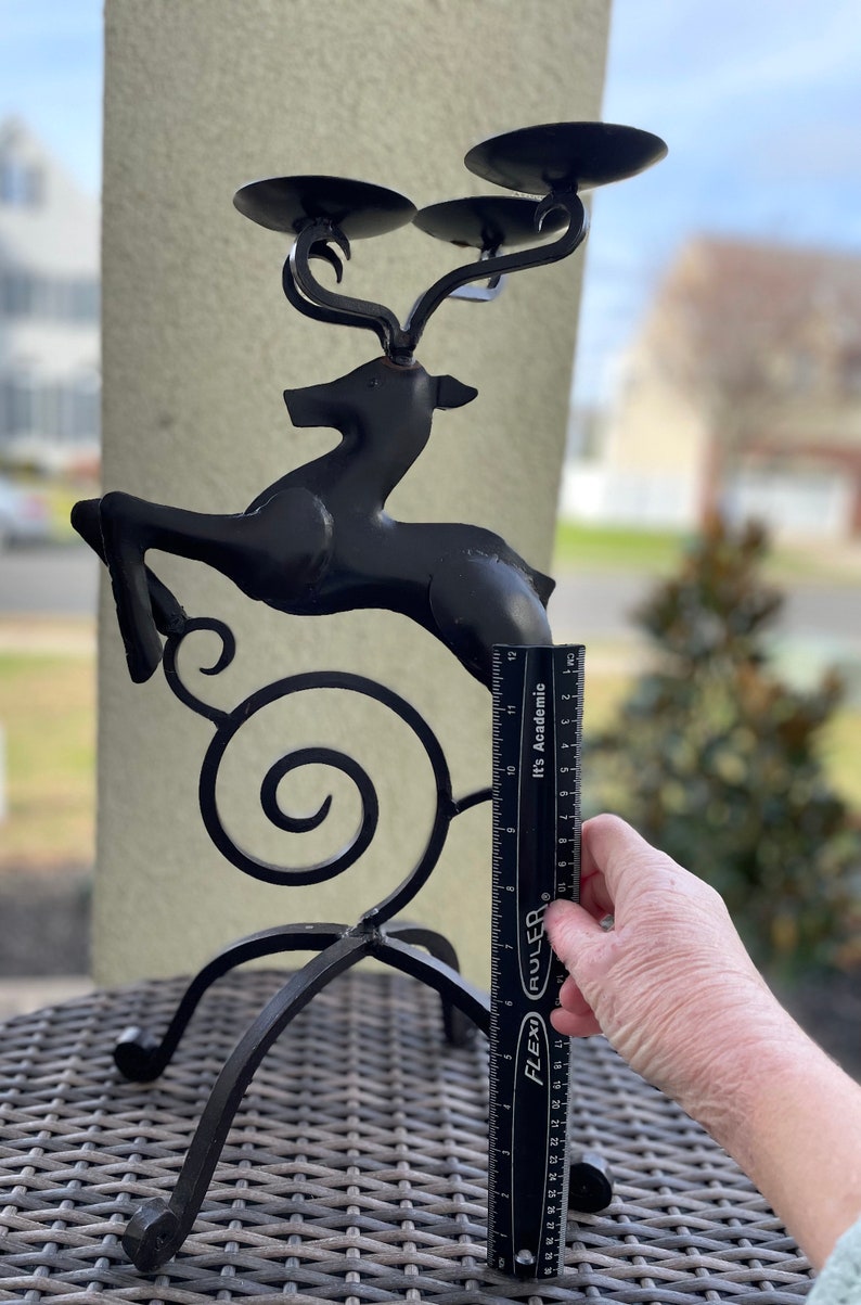 Tall and Grand Vintage Cast Iron Reindeer Candle Holder Etsy