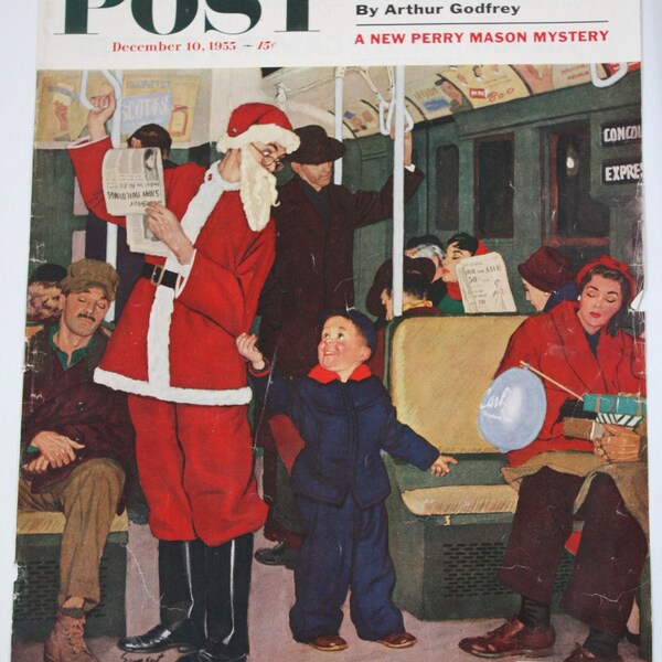 Saturday Evening Post - Copertina originale - 10 dicembre 1955 - Natale, Babbo Natale