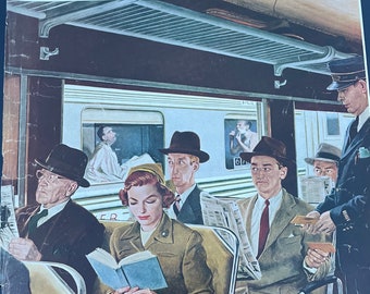 Saturday Evening Post - Original Cover - September 24, 1955 - train ride