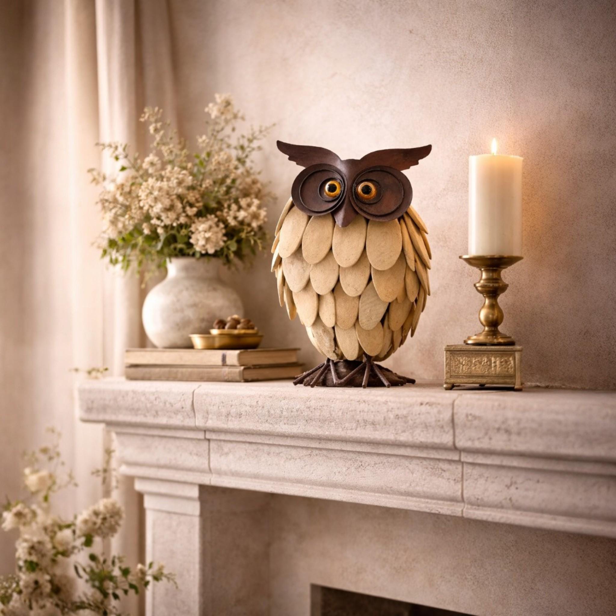 Vintage ミッドセンチュリー 梟 フクロウOwl 陶器像 mcm Driftwood & Metal Owl Sculpture – Mid Century Modern MCM Style