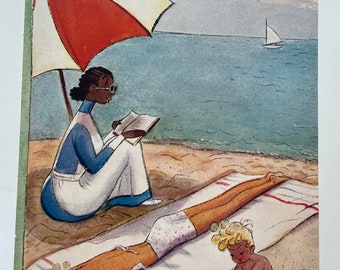 RARE - The NEW YORKER Magazine original cover - August 5, 1944 - the beach