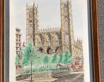 LAZO - L'eglise Notre Dame - Montreal, Canada vintage framed lithograph - signed and numbered limited edition #48 of 500