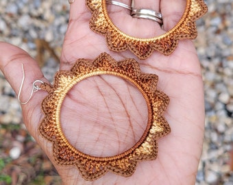 Crochet Earrings Honey Brown Ombre