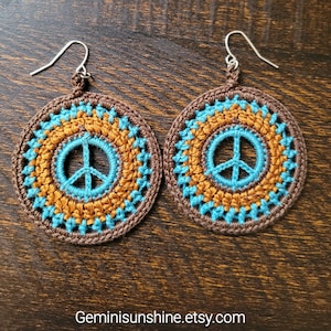Hippie Peace Crochet Earrings